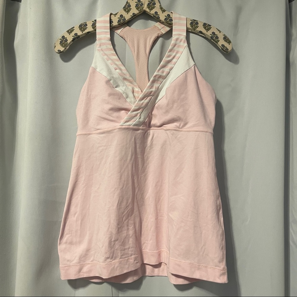 lululemon athletica Pink and White Tank Top